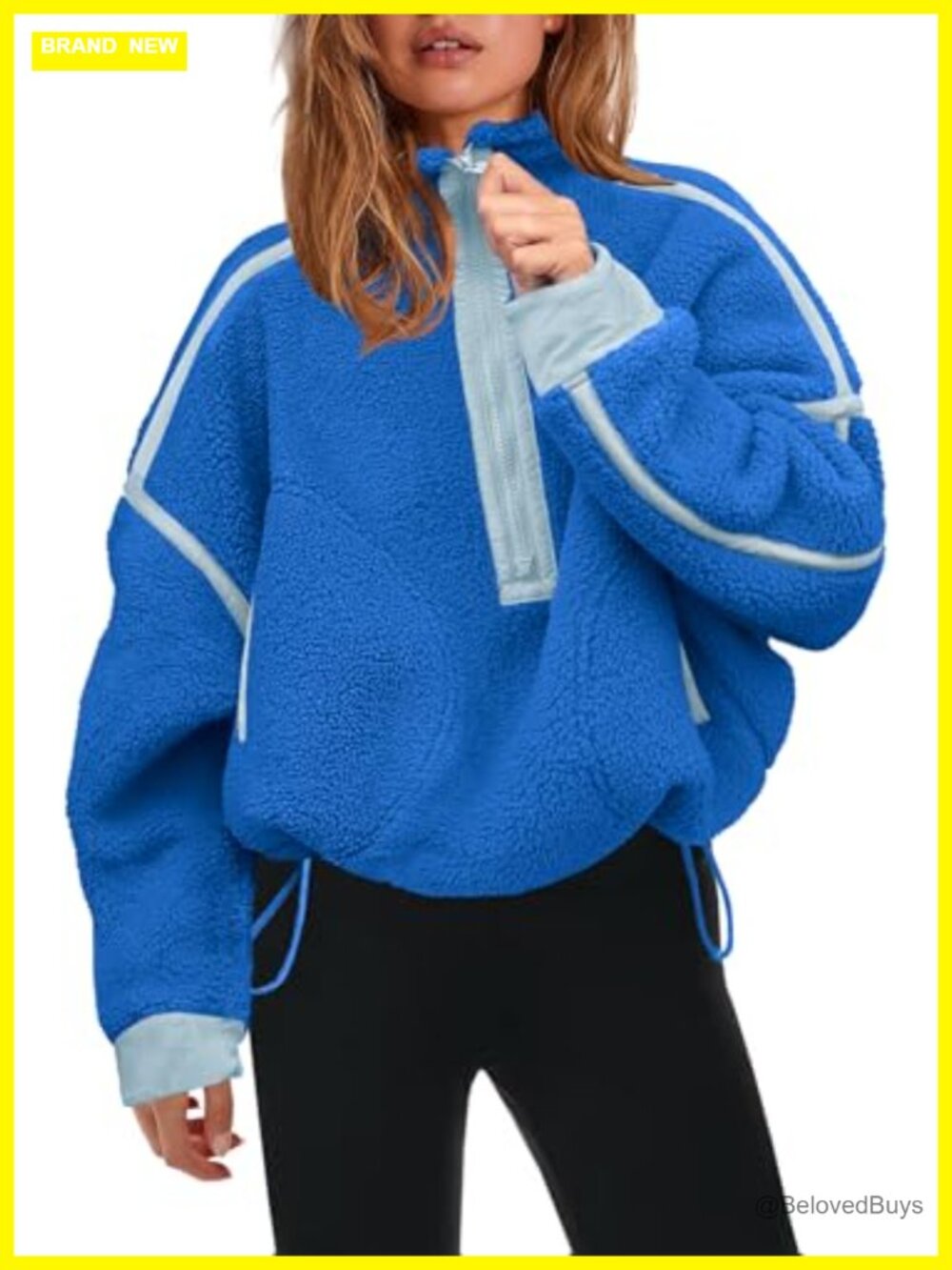 Womens Half Zip Fleece Pullover Sherpa Sweatshirt Zip Pockets